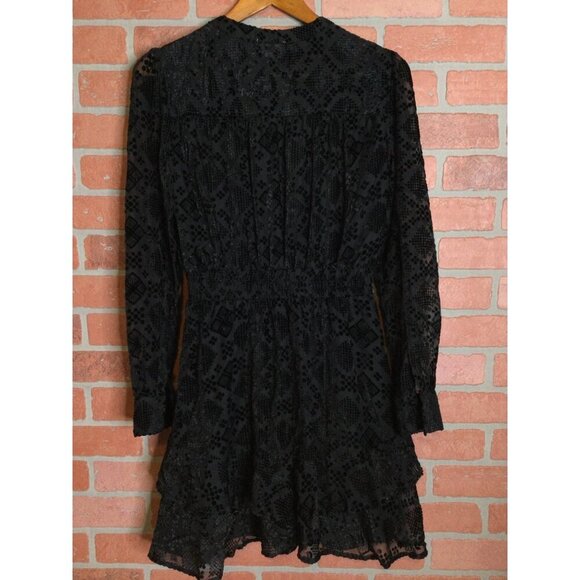 Allison New York Velvet Burnout Ruffle Mini Dress Whimsigoth Black Size XS - Picture 6 of 12